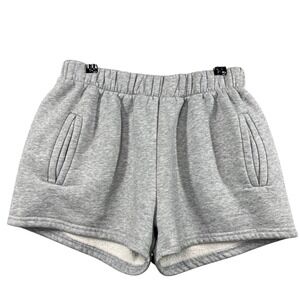 Tic Toc Momo Plush Fleece‎ High Waist Shorts Women's M Gray Lounge Comfort Cozy